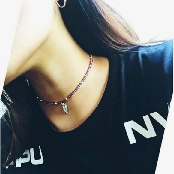 Amethyst Stone Choker Necklace Sterling Silver Plated NWOT - Picture 2 of 6